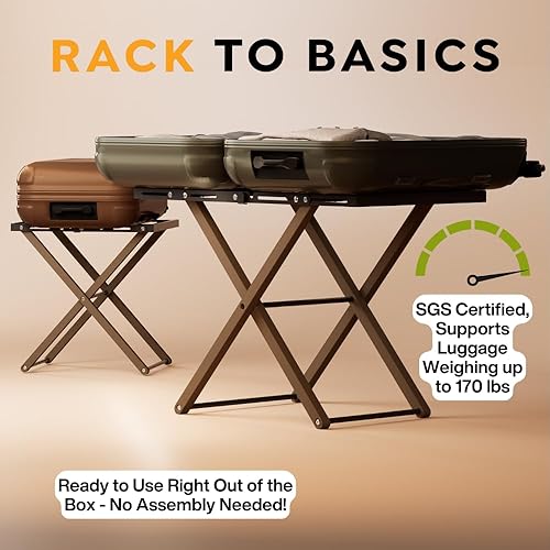 Miniatura 2 de Portaequipajes expandible de lujo para todos los tamaños de maleta, soporte plegable esencial para hoteles, AirBnB, habitación de invitados se