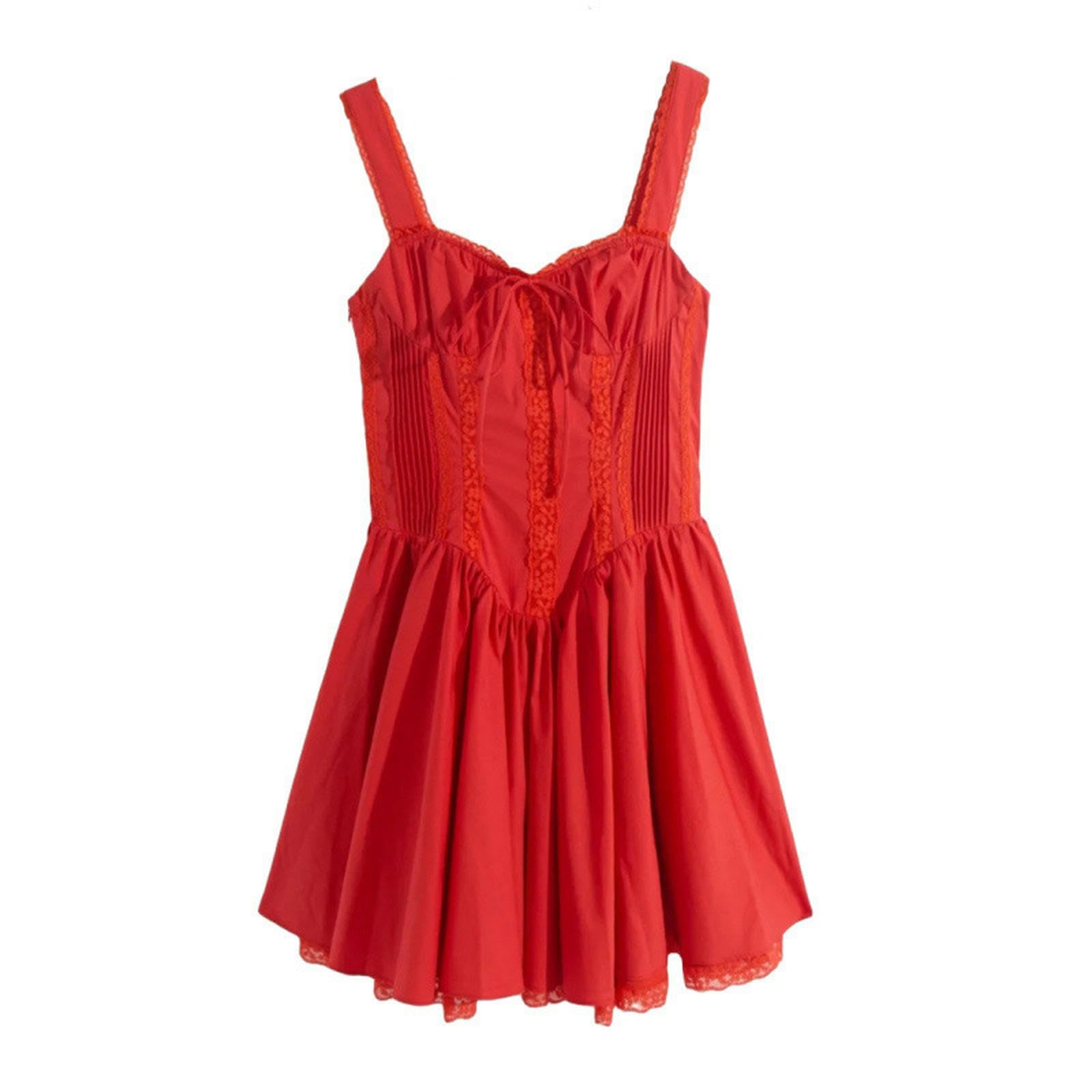 Robe jupe courte rouge en dentelle taille S pour vos sorties en terrasse et soirées d'été