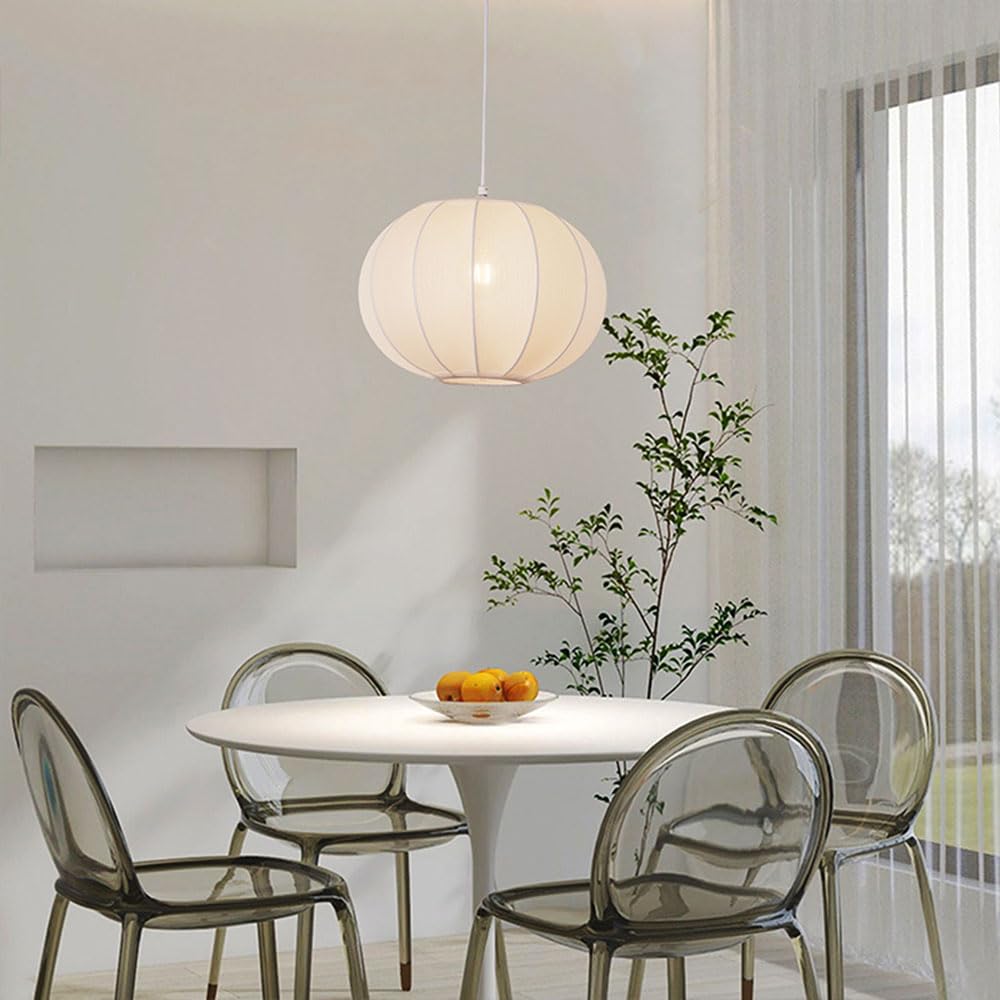 Nowoczesny minimalistyczny żyrandol materiałowy, 14,2 cala, lampa stołowa do jadalni