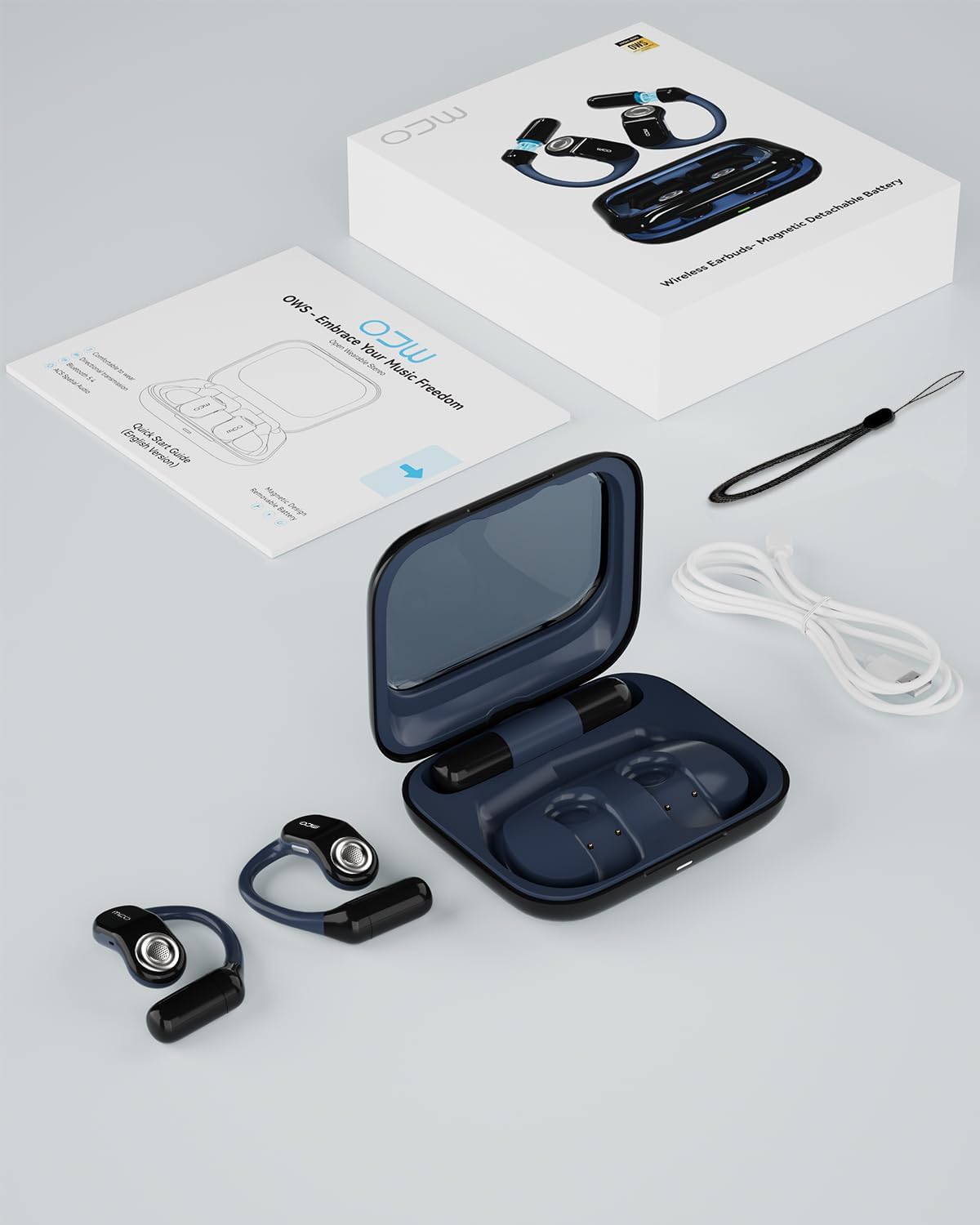 OJW Open Ear Headphones, Unlimited Power Earphones with Case & Replaceable Battery, OWS Bluetooth 5.4 Wireless Headphone with Mic, IPX7 Waterproof Headset for Sports, Compatible with iPhone & Android - Image 9