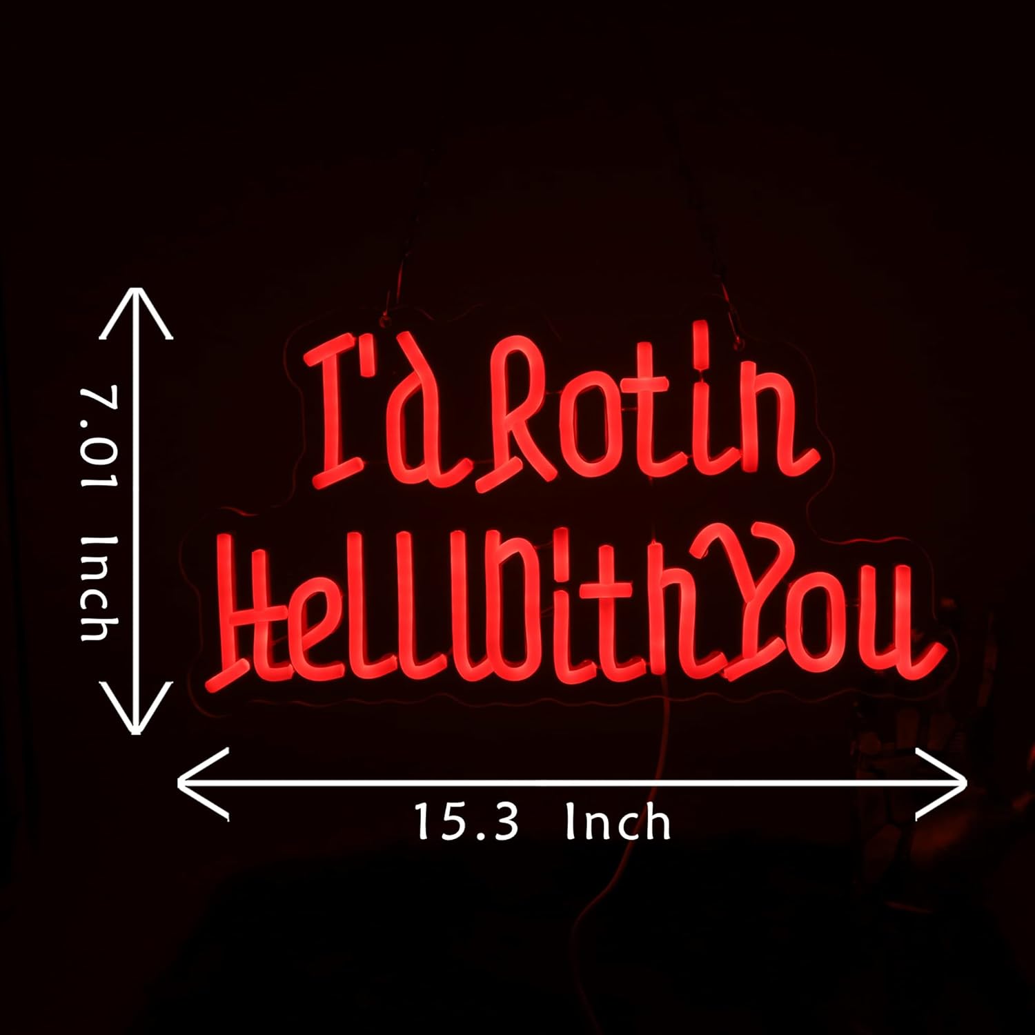 I’d Rot in Hell with You Neon Sign, Alt Room Decor,Gothic Wedding LED Wall Light for Halloween, Horror Room Decor, Dark Love Wedding Gift, Anniversary, Gothic Home Decor