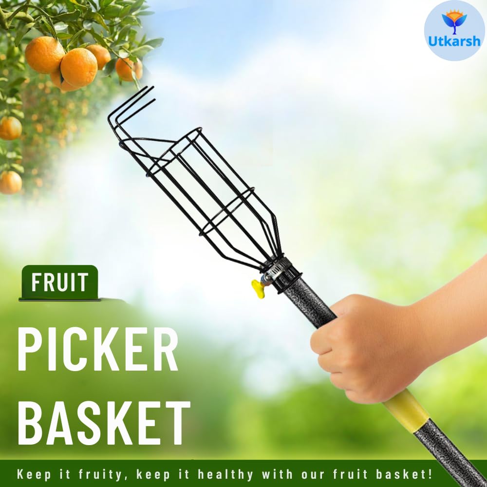 Utkarsh Lemon Picker Basket | Small Fruit Plucker Basket for Lemon, Apple, Pear, & More | Easy to Use Fruits Catcher | Fruit Picker for Convenient & Safe Harvesting - Set of 1 PC