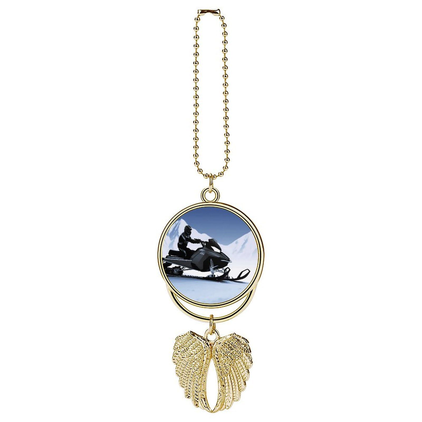 Car Charm Zinc Alloy Rearview Mirror Hanging Ornament Premium Metal Snowmobile Car Pendant for Auto Interior Decor Accessories,Unique Gift for Adult,Golden-Style