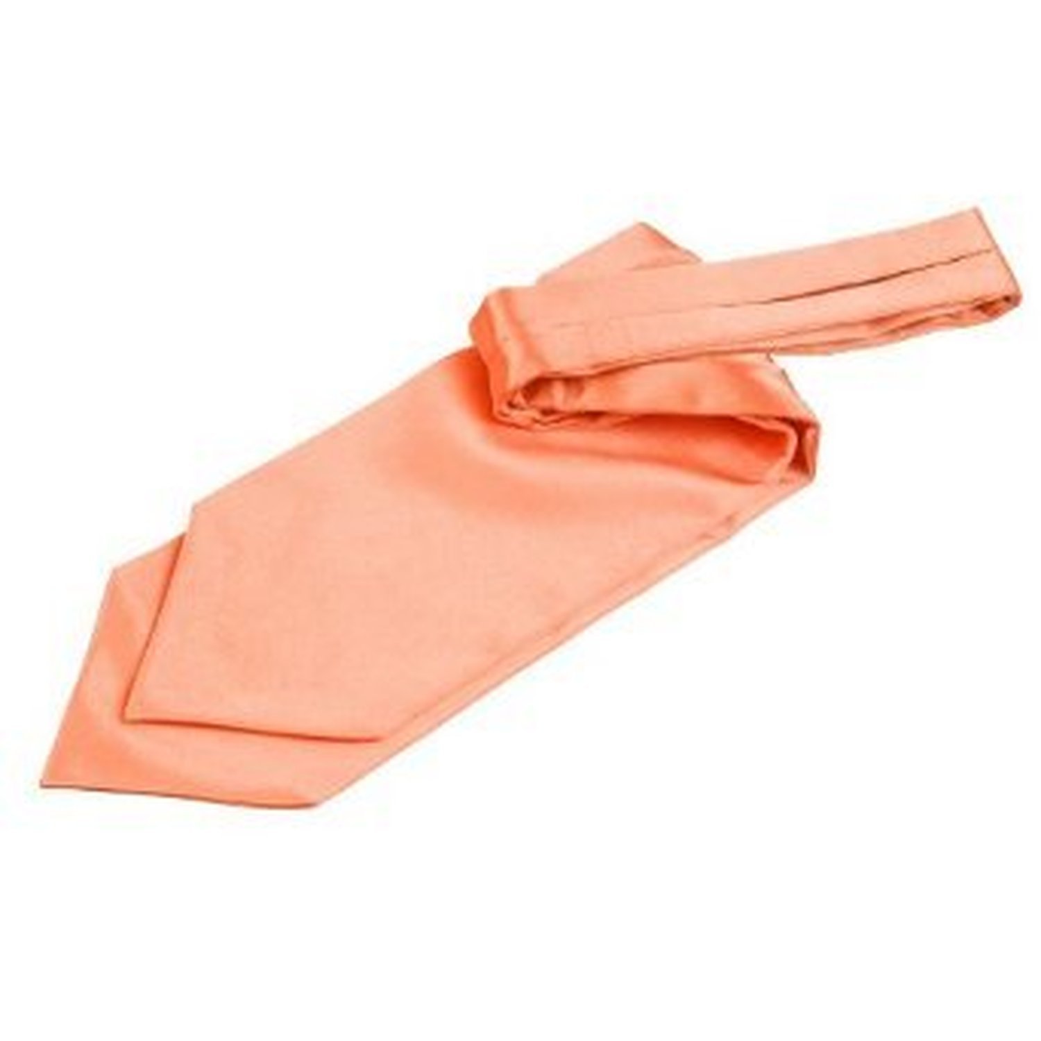 DQT Mens Plain Satin Self-Tie Ascot Cravat – Wedding Groom Formal Suit - Coral