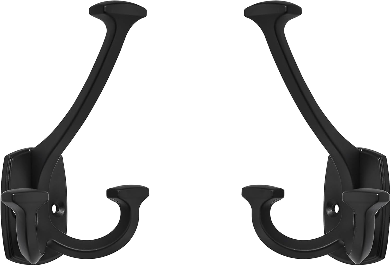 Large Wall Double-Sided Hook 10 Pack Brushed Gold Hook Decorative Heavy Duty Solid Large Coat Hooks for Towel Hanging Coats Robe Towel Bags Door Back 2 Prong Hooks