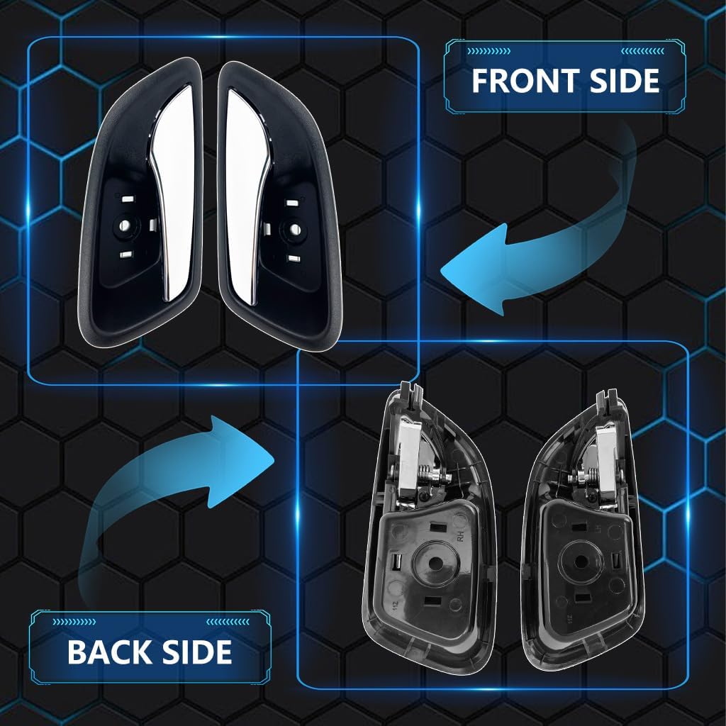 Cheriezing Inside Interior Door Handle Compatible with Chevy Cruze 2011 2012 2013 2014 2015 - Black Housing + Chrome Lever - Left and Right Side (1 Pair)