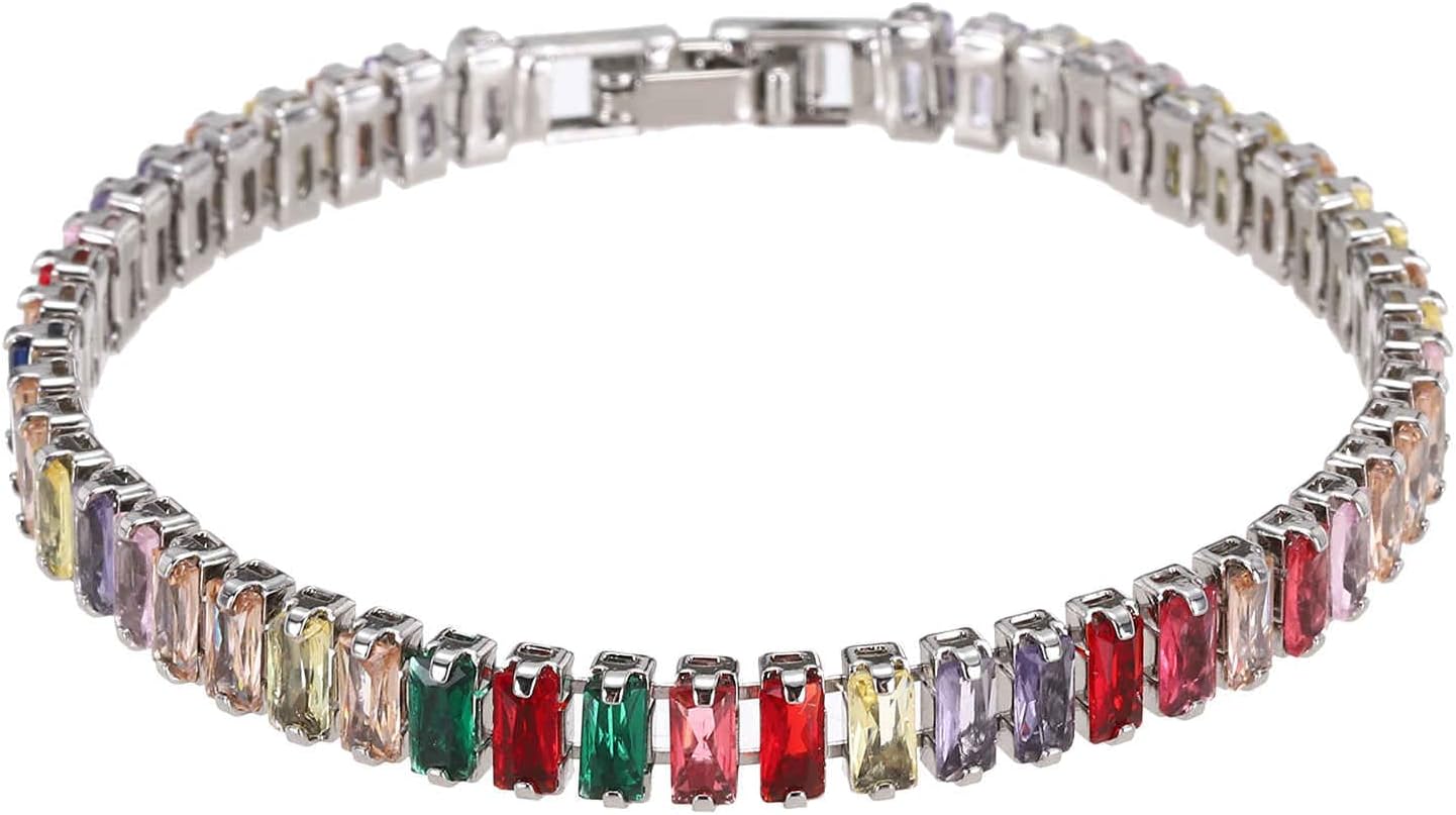 MECCANIXITY Diamond Tennis Bracelet for Women, Adjustable Stackable Cubic Zirconia Tennis Bracelet with Jewelry Box