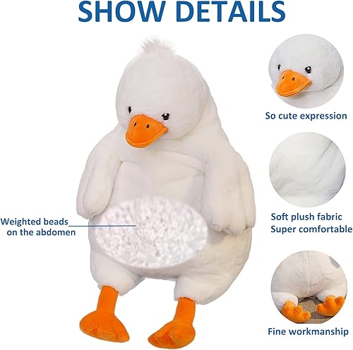 Miniatura 2 de ronivia Animales de peluche con peso de pato, 21.5 pulgadas, 5.2 libras, juguete de peluche con peso grande, almohada de animales de felpa con peso