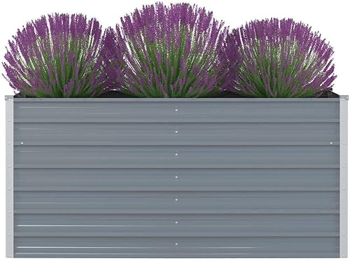 Fest-night Maceta elevada de acero galvanizado para cama de jardín, 63 x 31.5 x 30.3 pulgadas, color gris