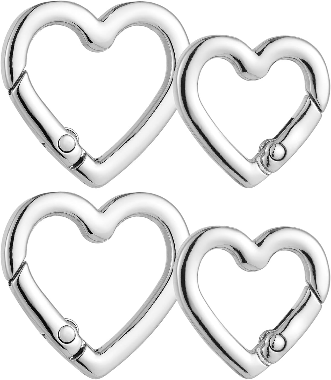 4 Pcs Heart Shaped Keychain Clip, Zinc Alloy Cute Heart Carabiner, Small Craft KeyringSpring Snap Clasp Hook for Camping Hiking Fishing Traveling