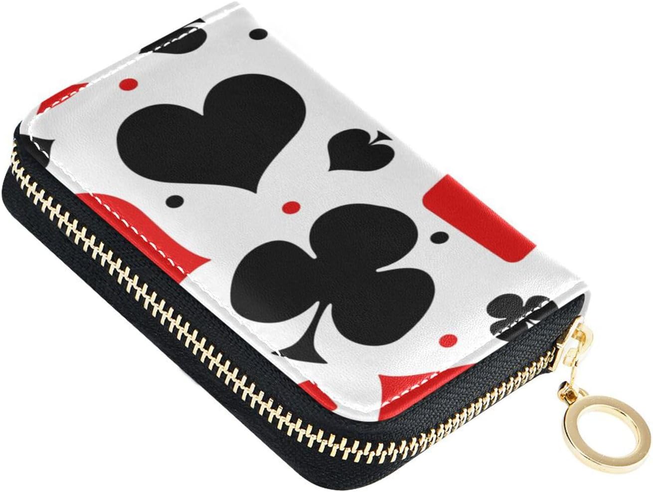 Bolaz Leather Credit Card Holder Zipper Card Wallet Slim Organizer Case Business Card Case Playing Card Pattern for Woman Man
