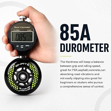 8 Pack Inline Skate Wheels 72mm, 76mm, 80mm - ABEC9 Bearing - 85A Durometer PU - Compatible with Rollerblade, Roller Derby, K2 Skate (Black, 76MM)