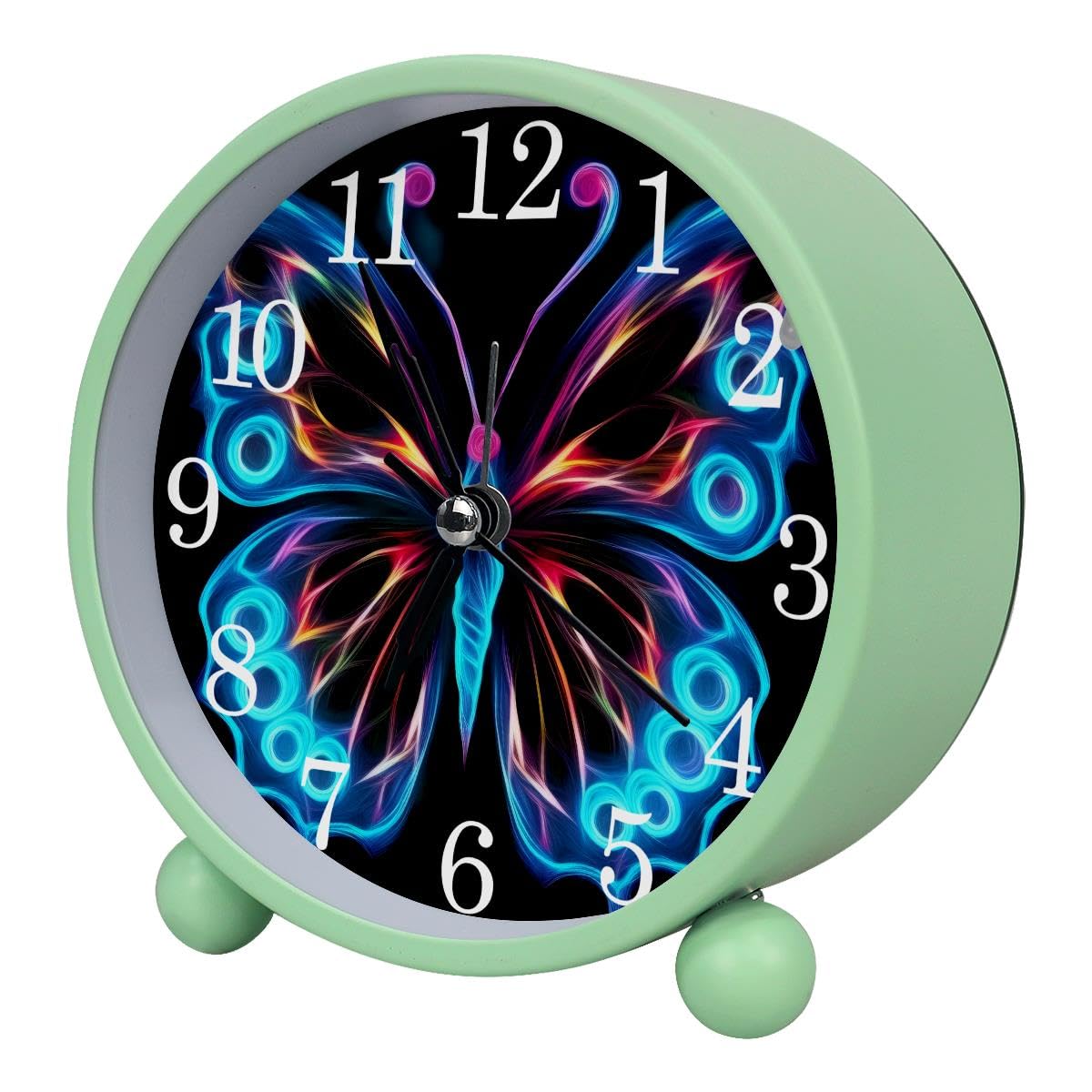 Luoweisi Alarm Clock Neon Butterfly, Silent Non-Ticking with Night Light
