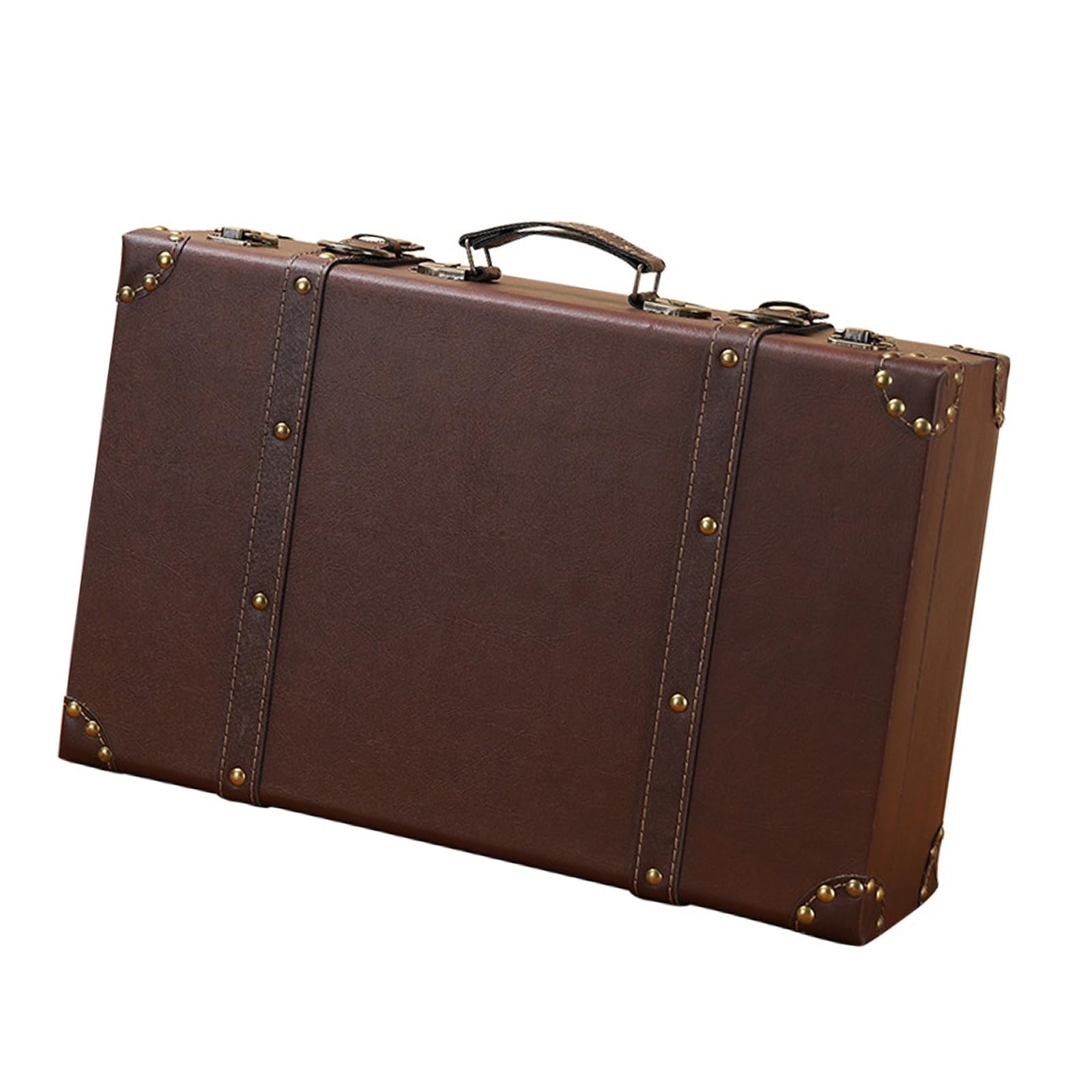 Tsophreniq Leather Wooden Travel Box Decorative Clothes Storage Suitcase Practical Photography Props Collectible Luggage Photography Props Case
