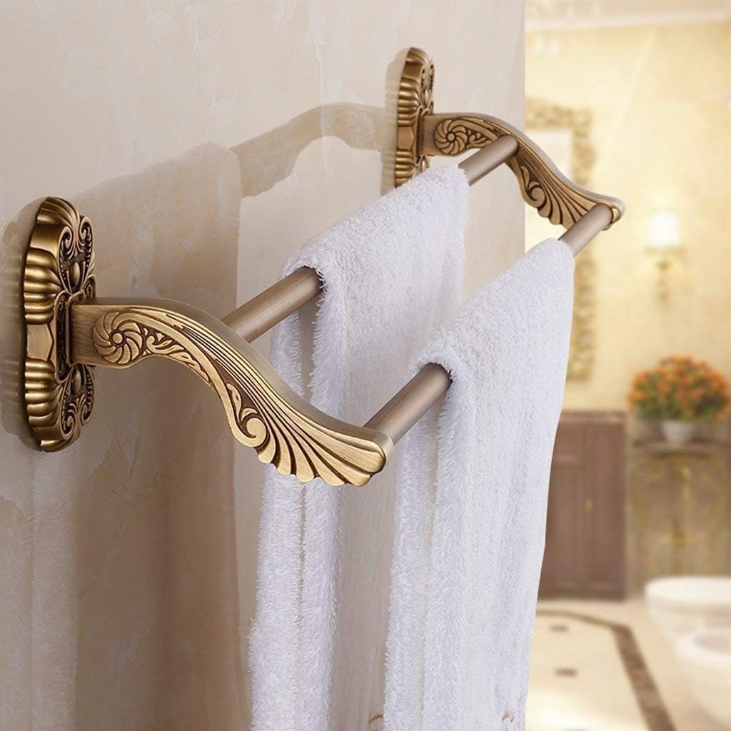 Self-Standing Towel Rack Bronze Carved Towel Rack and Vintage Towel Ring Used in Bathroom Kitchen Officestrong