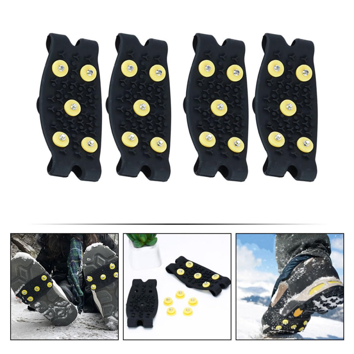 Crampones para Zapatos de Invierno 5 Puntas TPE Antideslizantes, 2 Pares para Senderismo y Jogging, Agarre Superior y Reducción de Caídas