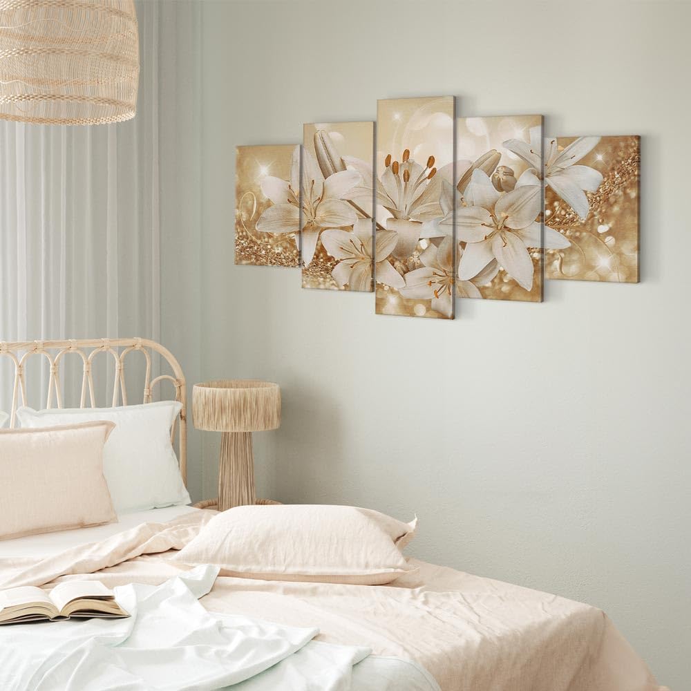 artgeist Canvas Print Flowers Lily 80x40 in - 5pcs Home Decor Framed Stretched Picture Photo Painting Artwork Image b-A-0309-b-n