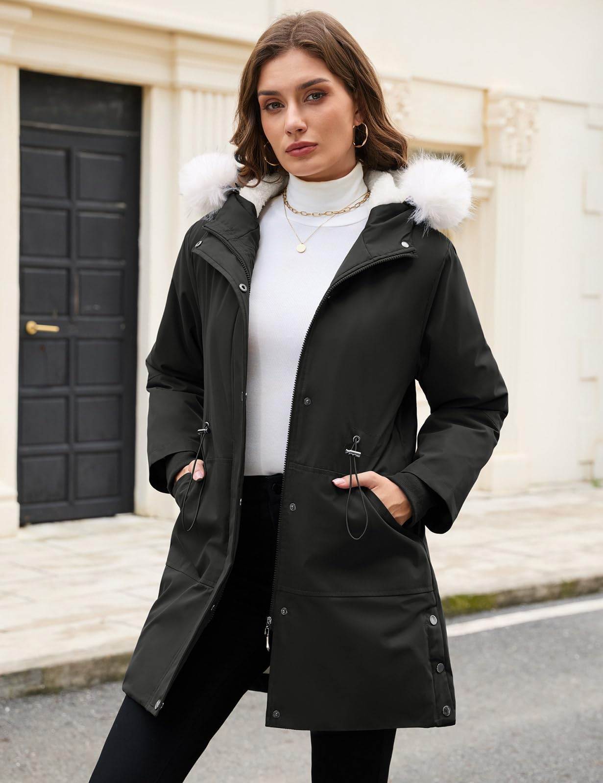 UMIPUBO Manteau Femme Hiver Chaud Parka Veste Elegant Zippée chaude Blouson Polaire Manteaux à Capuche Outercoat