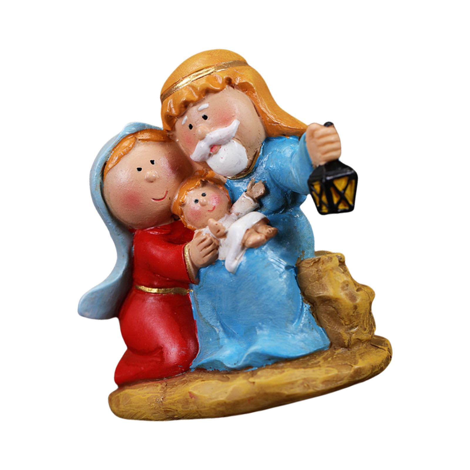 NEWFT Cartoon Nativity Scene Resins Miniature Statues Tabletop Decors Christmas Figurines for Holiday Display Ornament Gift Resins Christmas Scene Statue