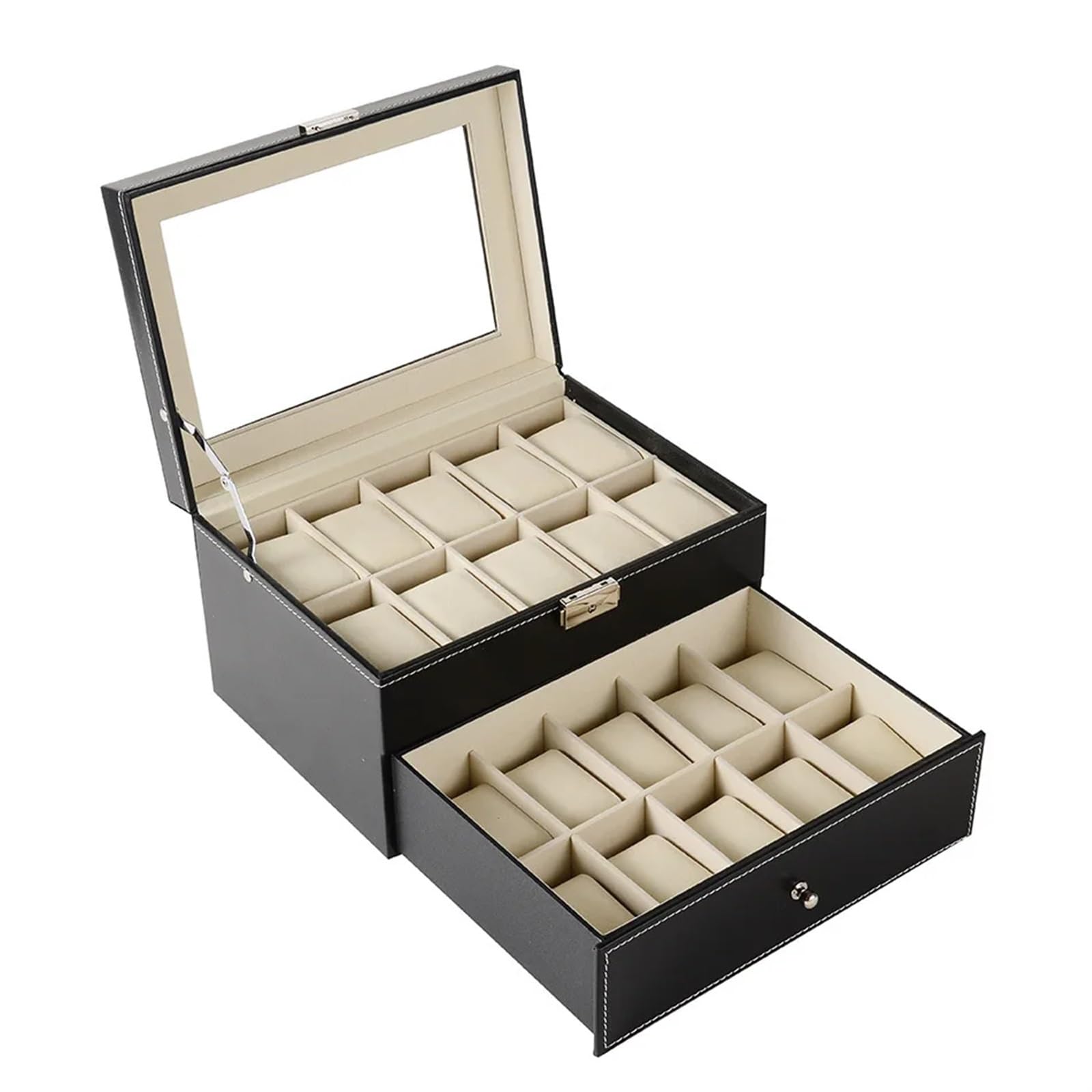 Uhrenaufbewahrungsbox 3/6/10/12/20 Slots PU Leder Uhr Display Box Mehrzweck Schmuck Armbanduhr Lagerung Boxen for Frauen männer FüR Uhrenaufbewahrung