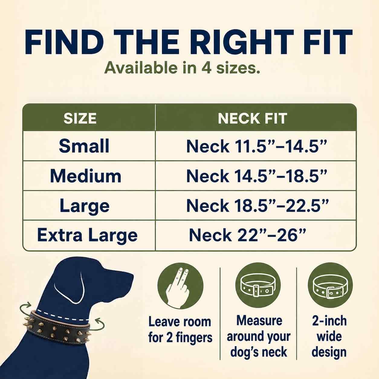Collar de Cuero con Pinchos para Perros Grandes, Collar de 5 cm de Ancho para Perros Grandes, Collar de Perro Negro, auténtico, de Grano Completo, Resistente, cómodo, Acolchado, (L (para