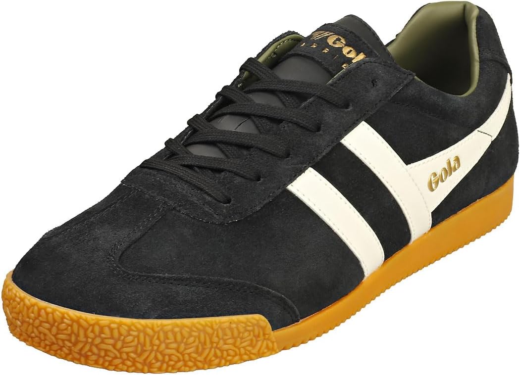Gola Men's Harrier Sneaker, Black/Off-White/Khaki, 10