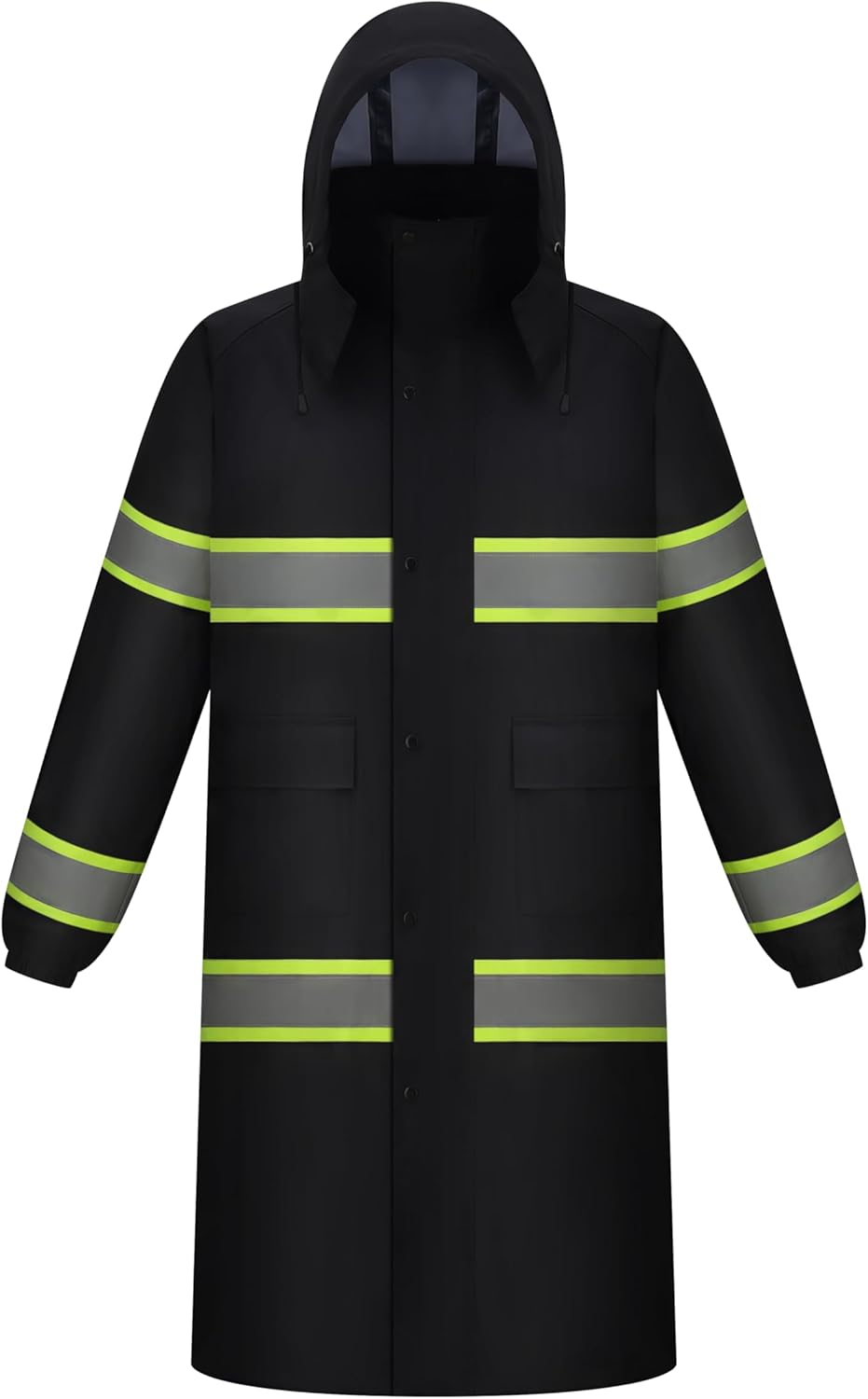 Gasoline Class 3 High Visibility Rain Gear for Men,Rain Safety Jacket Trench Coat Reflective Rain Suits for Men Waterproof