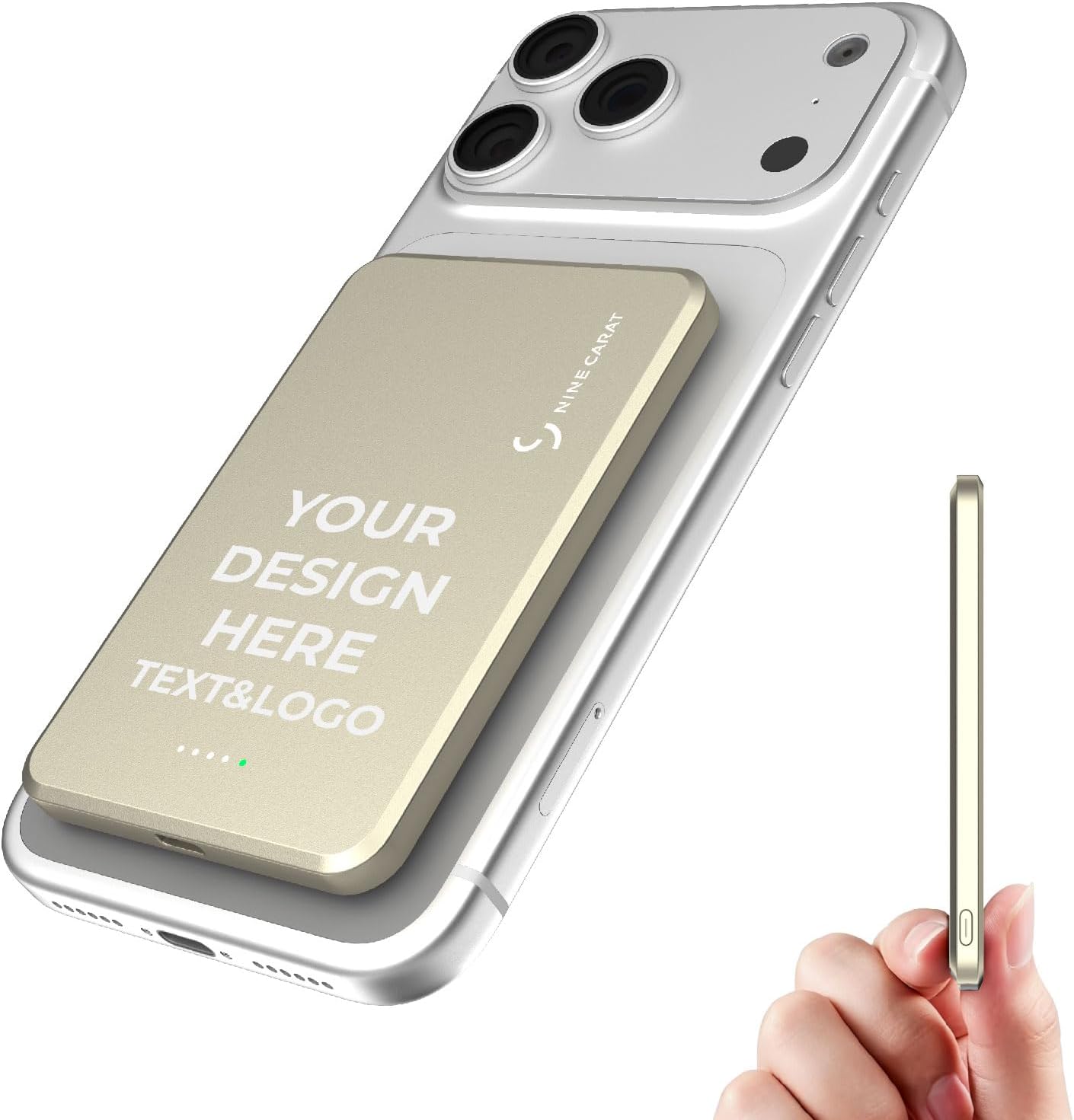 Portable Charger Power Bank, 5000mAh Custom Magnetic Power Bank - Champagne
