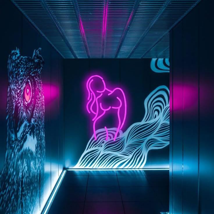 Pink & White Abstract Female Silhouette LED Neon Sign - 9.1x16.5 Inch Wall Art, USB Powered Mood Light for Bedroom, Living Room, Modern Decor - Image 9