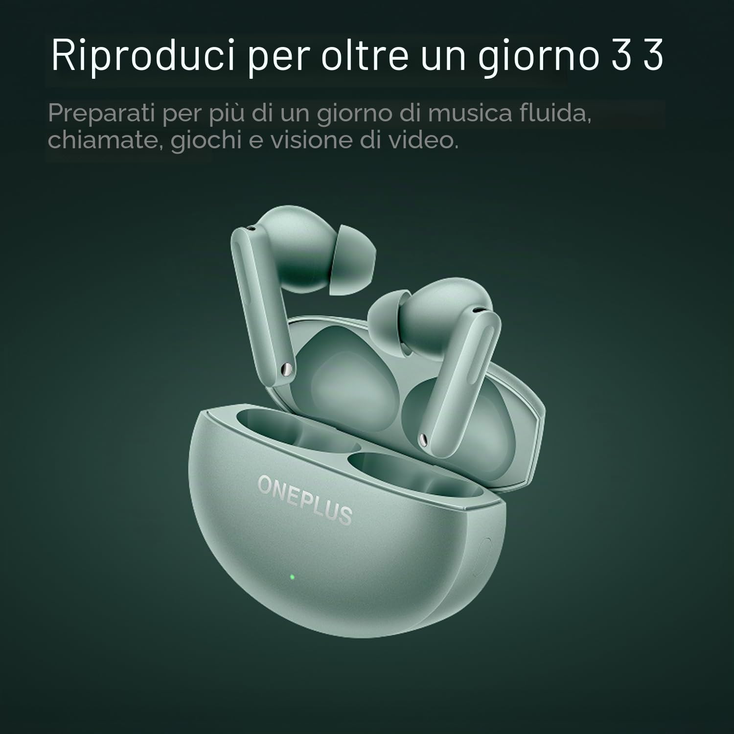 OnePlus Buds 4 auricolari wireless Bluetooth, Zen Green, E513A, in-ear, True Wireless con cancellazione attiva del rumore