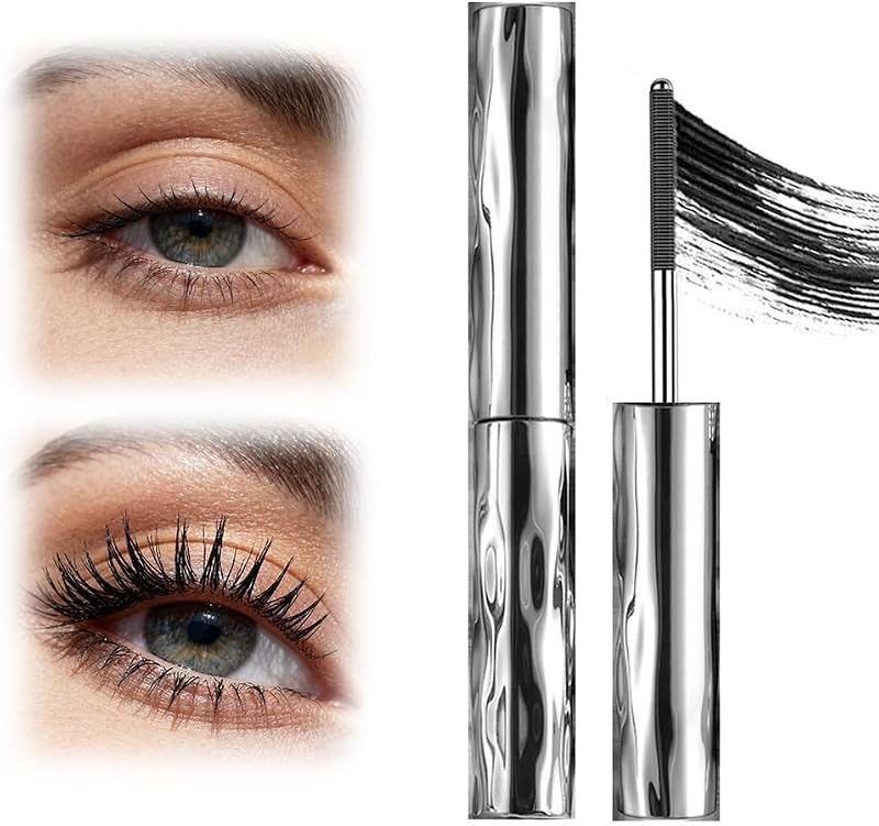 Metal Wand Mascara, 2026 Upgraded Waterproof Iron Mascara for Volume and Length, Long-lasting 3D Curling Brushless Tubing Mascara for Natural and Smudge Proof Eyelash (1PCS)