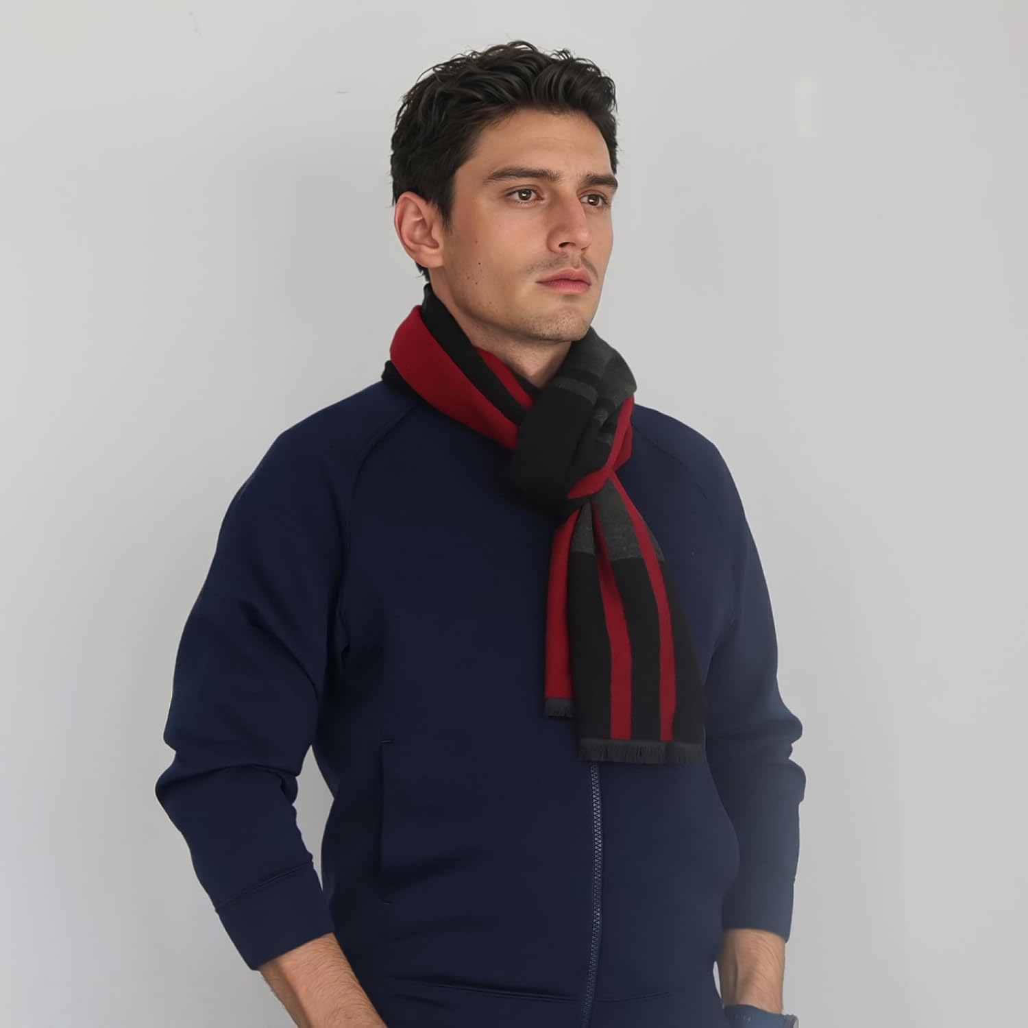 Men's Scarf, Fashion Cashmere Feel Scarves for Men Winter Autumn with Tassels Fringes Long - Image 3