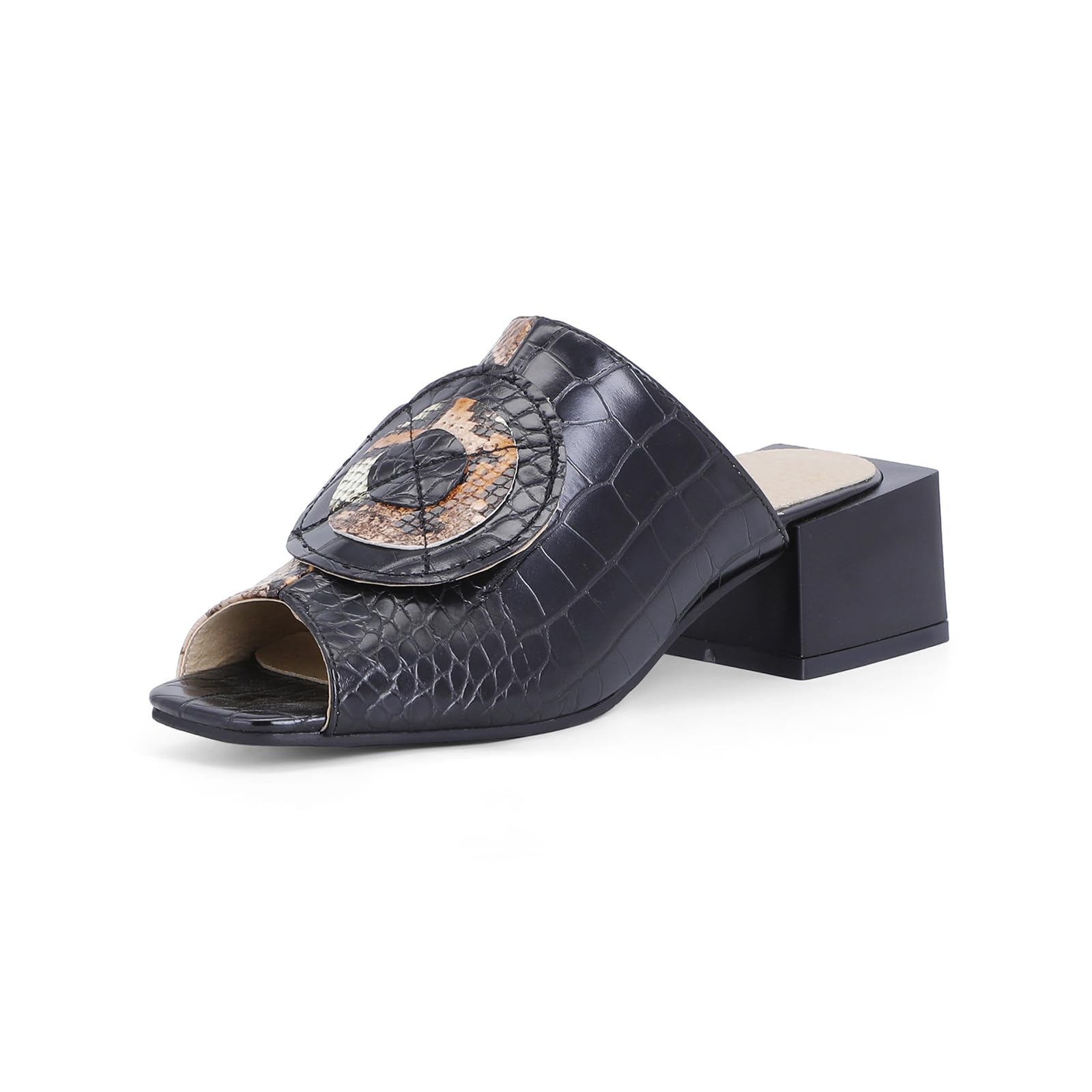 Sandalias de tacón Grueso de tacón Desnudo para Mujer de 5 cm Correa de Tobillo con Punta Desnuda Zapatos de Vestir de Plataforma Impermeable de un Paso