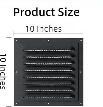 2-Pack 10x10 Gable Vent & Wall Vent, Black Aluminum with Screen - for Attic, Shed, Shipping Container, HVAC, Door & Roof(Includes Screws)