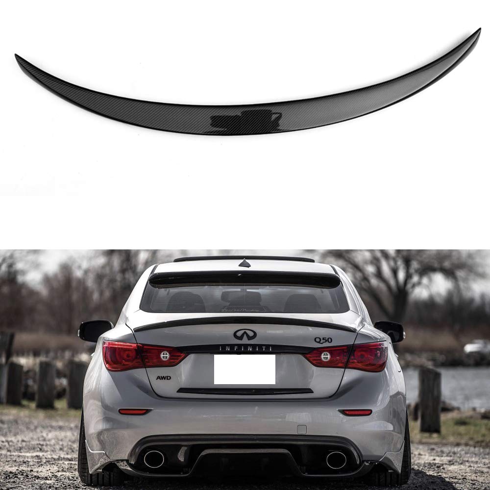 Photo 1 of for 2014-2023 Infiniti Q50 Real Carbon Fiber Trunk Lid Spoiler Wing (US)