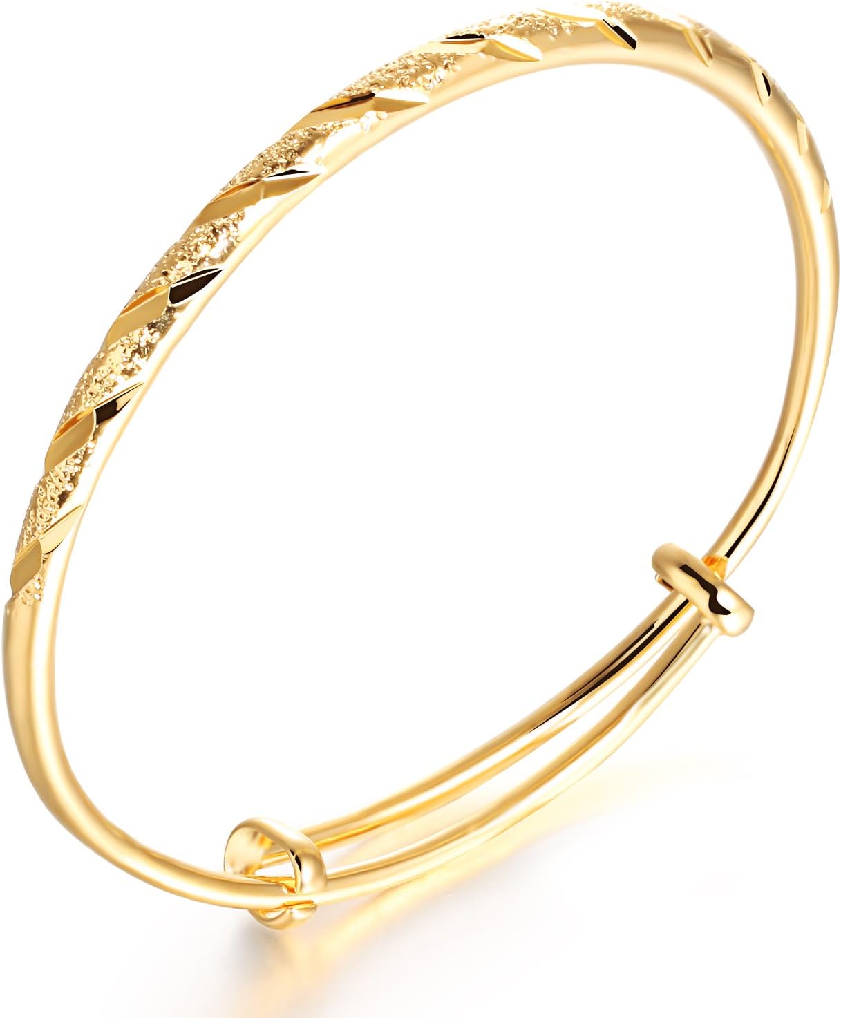 Gold Plated Adjustable Bangle Bracelet for Women, High Polished Elegant Classical Bangle Jewelry Gift for Birthday, Anniversary, Valentines Day, Mothers Day, Christmas Gift for Her