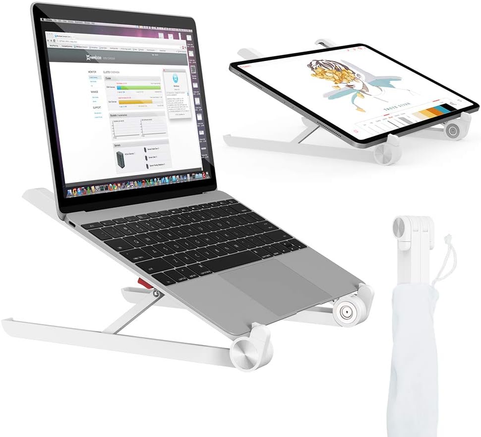 Laptop Stand, MiiKARE Portable Laptop Stand Adjustable Eye-Level Ergonomic Laptop Riser Foldable Desktop Stand Holder for MacBook Notebook Computer Tablet Thinkpad (White)