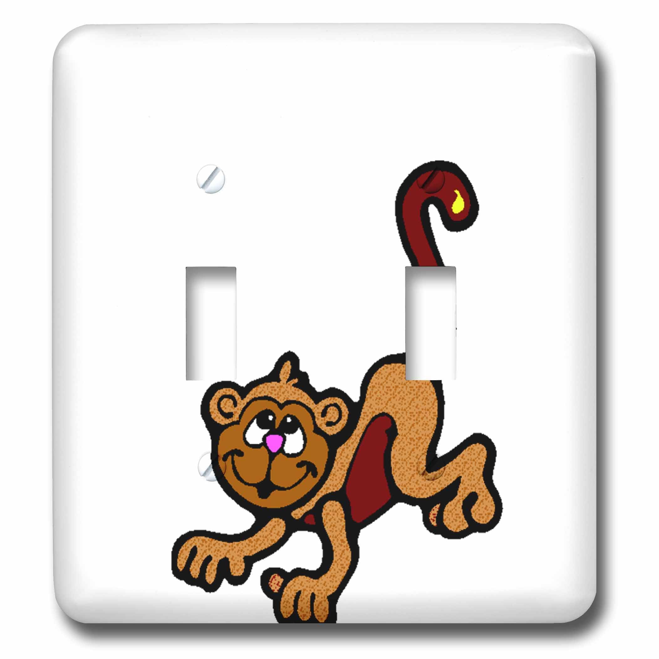 Interrupteur double petit singe 3dRose bouton bascule deco murale enfant