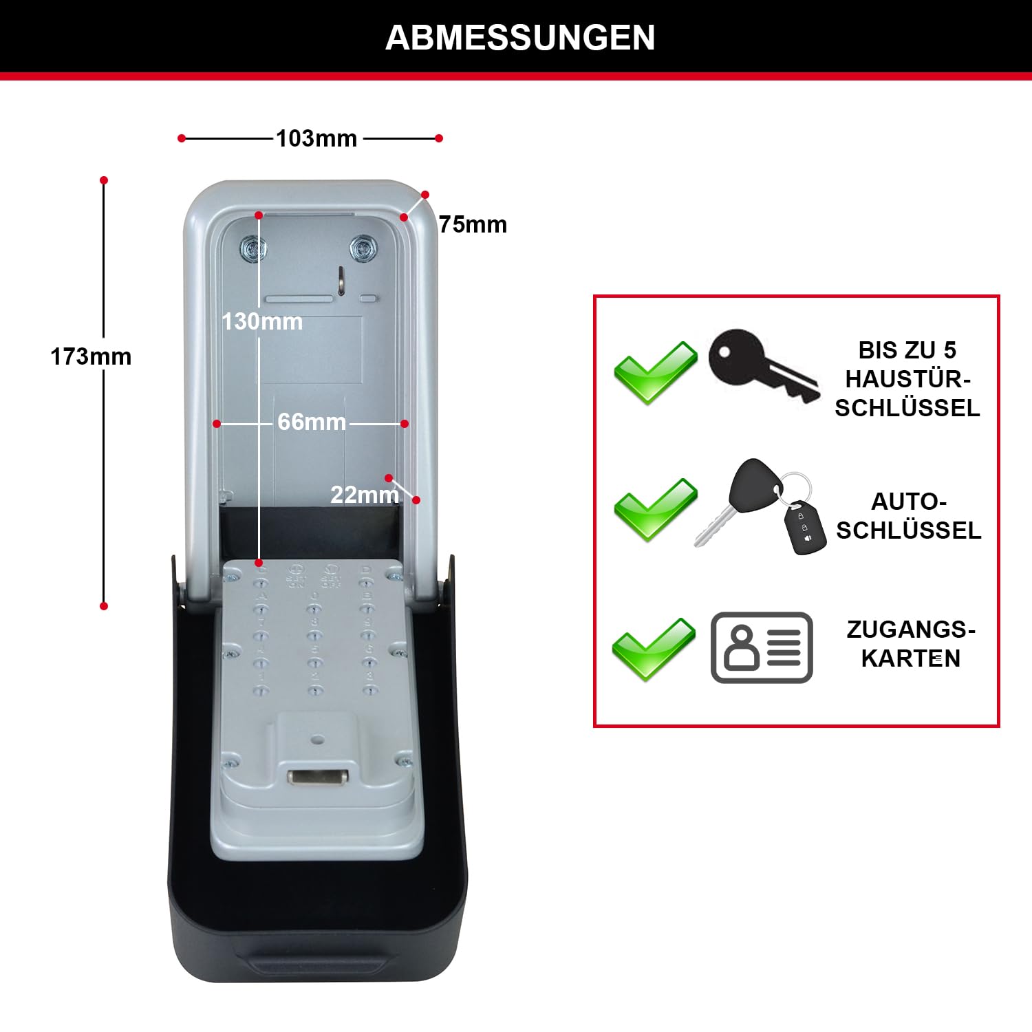 Master Lock Zertifizierte Schlüsseltresor Extra Sicherheit Extra Large, Wandhalterung, Aussen, 17.3 x 10.3 x 7.5 cm, Schlüsselsafe