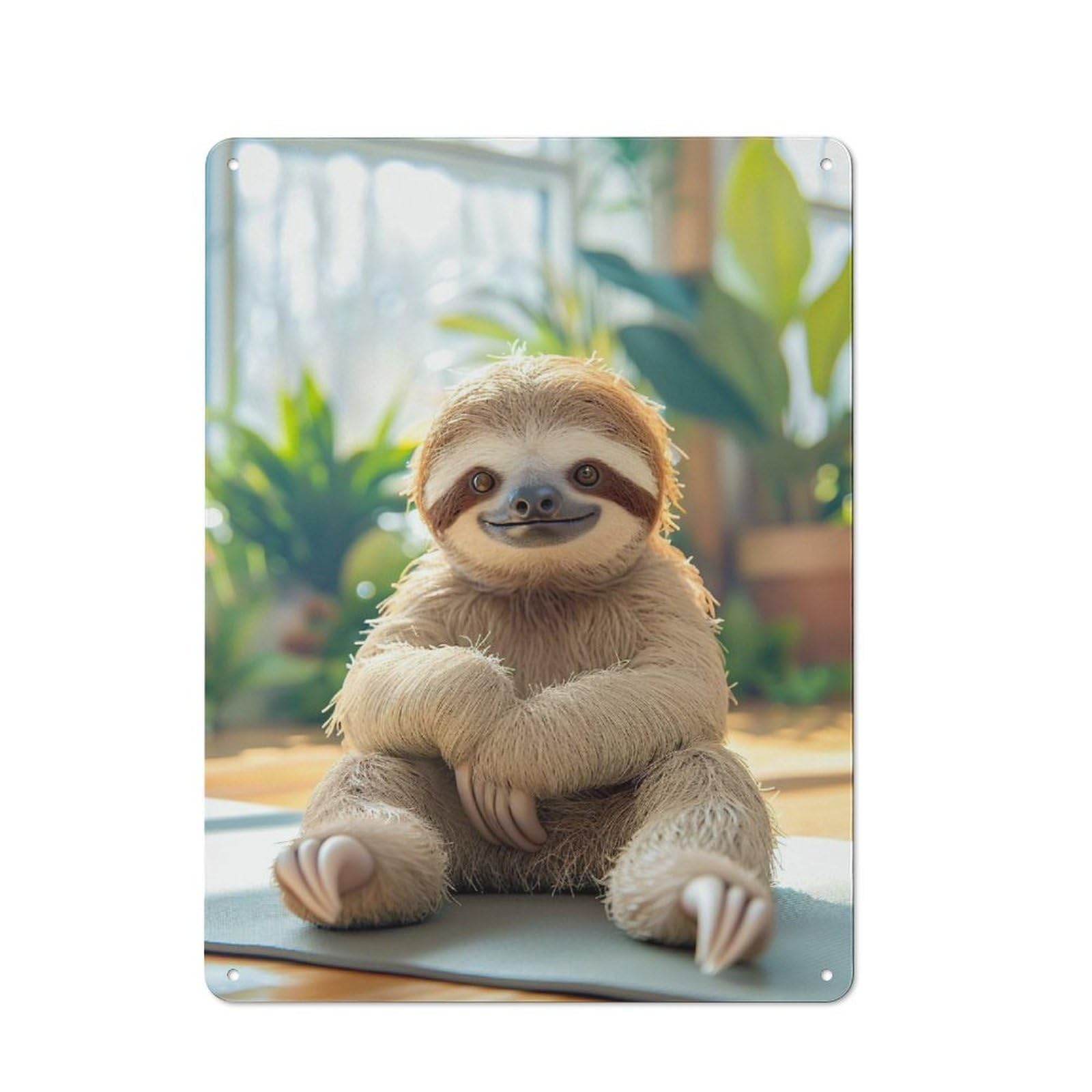 Nostalgic Decorative Tin Sign 40x30cm Featuring Do Yoga Like A Sloth, Old Style Wall Plaque for Kitchen, Hallway, Bar Or Small Cafe
