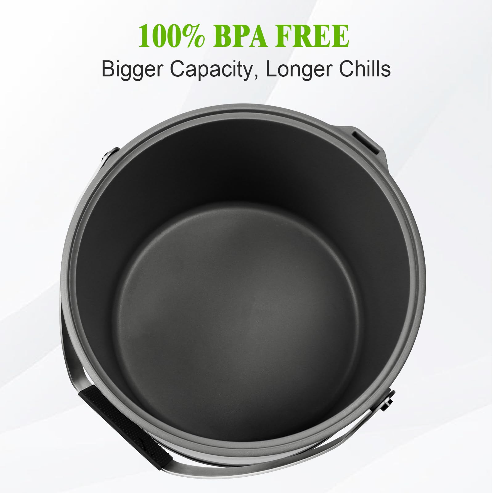 Grande secchiello per il ghiaccio in acciaio inox da 4,8 l, con coperchio in silicone, paletta e colino, ben fatto, isolato sottovuoto, a doppia parete, per cocktail bar, feste (nero)