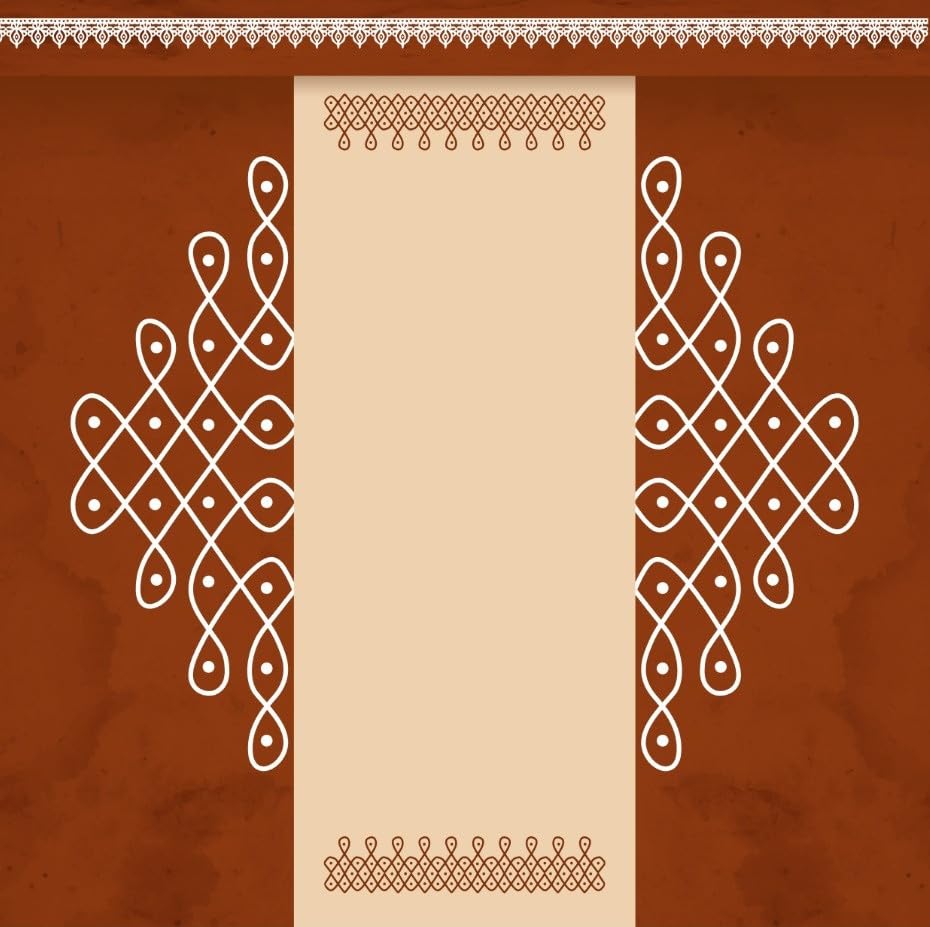 Image of kollam Backdrop Cloth for Decoration Pooja | Traditional South Indian Muggu Backdrop for Home Puja, Festival and Housewarming | varalakshmi Pooja Decoration Cloth 8x8 feet