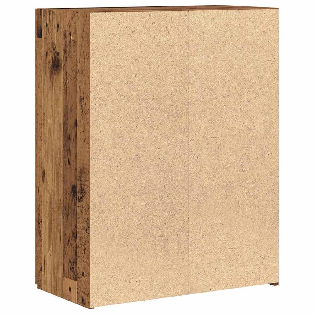 IKAYAA Armadietto in Holz Armadio Porte Battenti Aktenschrank Armadietto per Garage Armadio Ufficio Mobili Ufficio-Legno vecchio-60 x 32 x 77.5 cm