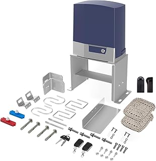 X X-HOUSE Automatischer Einfahrt-Schiebetormotor für Schiebetore bis zu 816,5 kg oder 12,2 m, mit 2 Fernbedienungen, Fotozellensensor, komplettes und Sicherheitstorantriebs-Hardware-Kit – Modell K1108