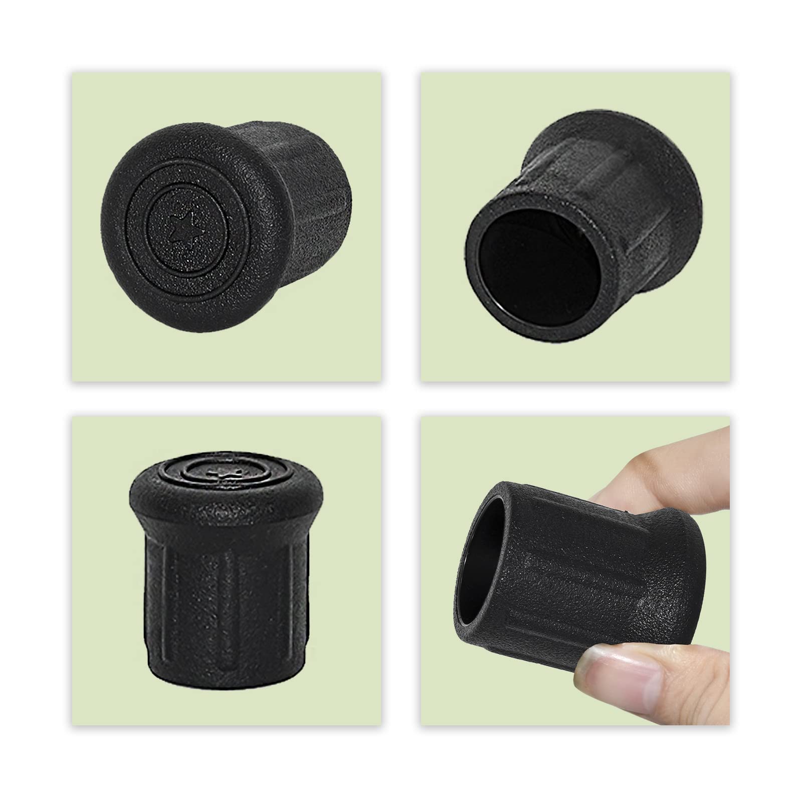 Protections de Sol pour Pieds de Chaise, Protections de Sol for Meubles de Jardin et terrasse, Embouts en Caoutchouc synthétique givré, Ronds, 24 mm, Type Droit, 4 pièces, Noir