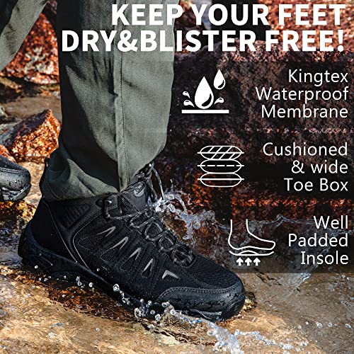 Image of SHULOOK Men's Waterproof Hiking Boots Non-Slip Lightweight Mid Top Ankle Boot Breathable Hiker Trekking Shoes