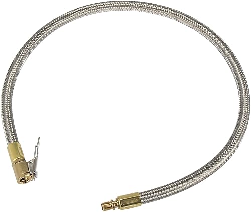 X AUTOHAUX Flexible acero inoxidable 23.6 in 24 "válvula de neumático conectar tubería de aire Chuck inflador compresor bomba manguera de extensión