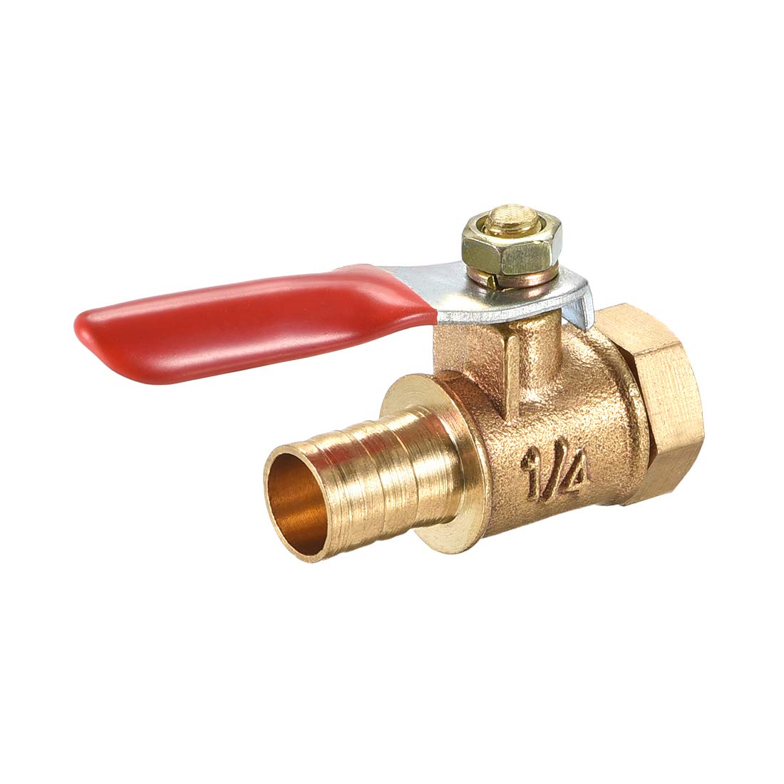uxcell Messing Luftkugelhahn Absperrschalter G1/2 Stecker auf 1/2 Zoll Schlauch Widerhaken Rohr Rohrverschraubung Kupplung 180 Grad Betriebsgriff
