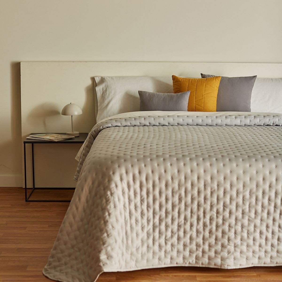 Sancarlos – Colcha Bouti Popes, Color Gris, 100% poliéster, Cama 150.