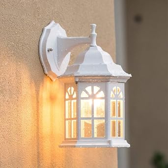Outdoor Wall Sconce, Modern Exterior Light Fixtures, Waterproof Farmhouse Wall Lantern,Anti-Rust Aluminum Porch Lights with Glass,Front Door LightingE26 Bulb Not Included White